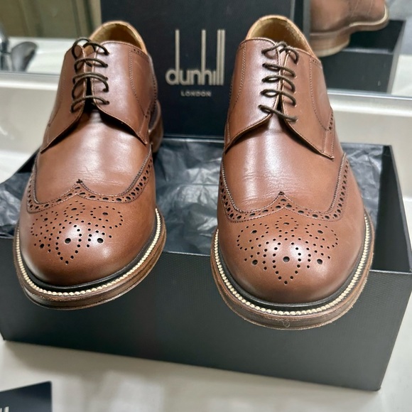 😀SOLD😀 Dunhill Men’s Formal Brown Wing Tip Shoes Sz. 8.5 - Picture 9 of 14